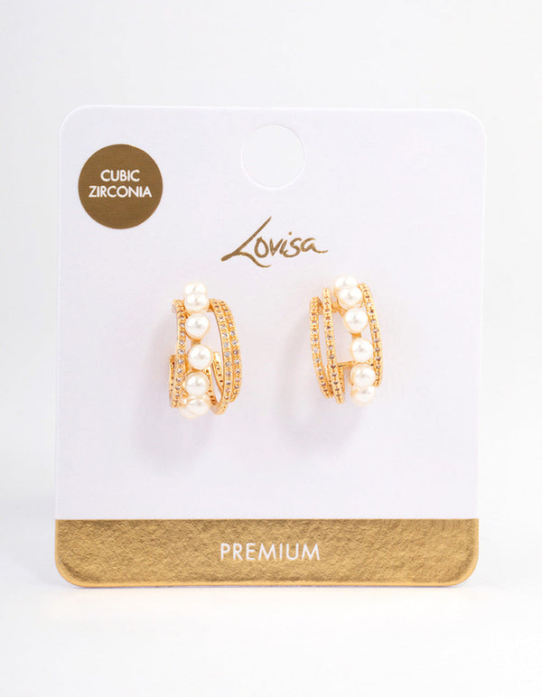 Silver Plated Leaf Pearl Cubic Zirconia Drop Earrings - Lovisa